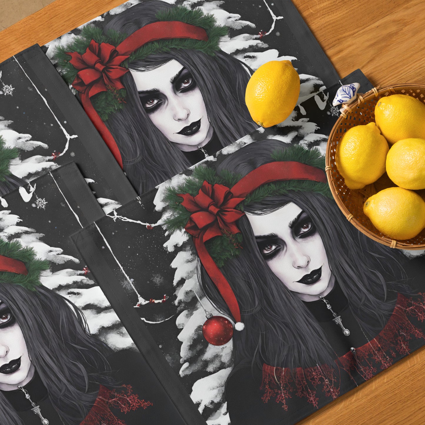 GOTH GIRL BOW PLACEMAT SET