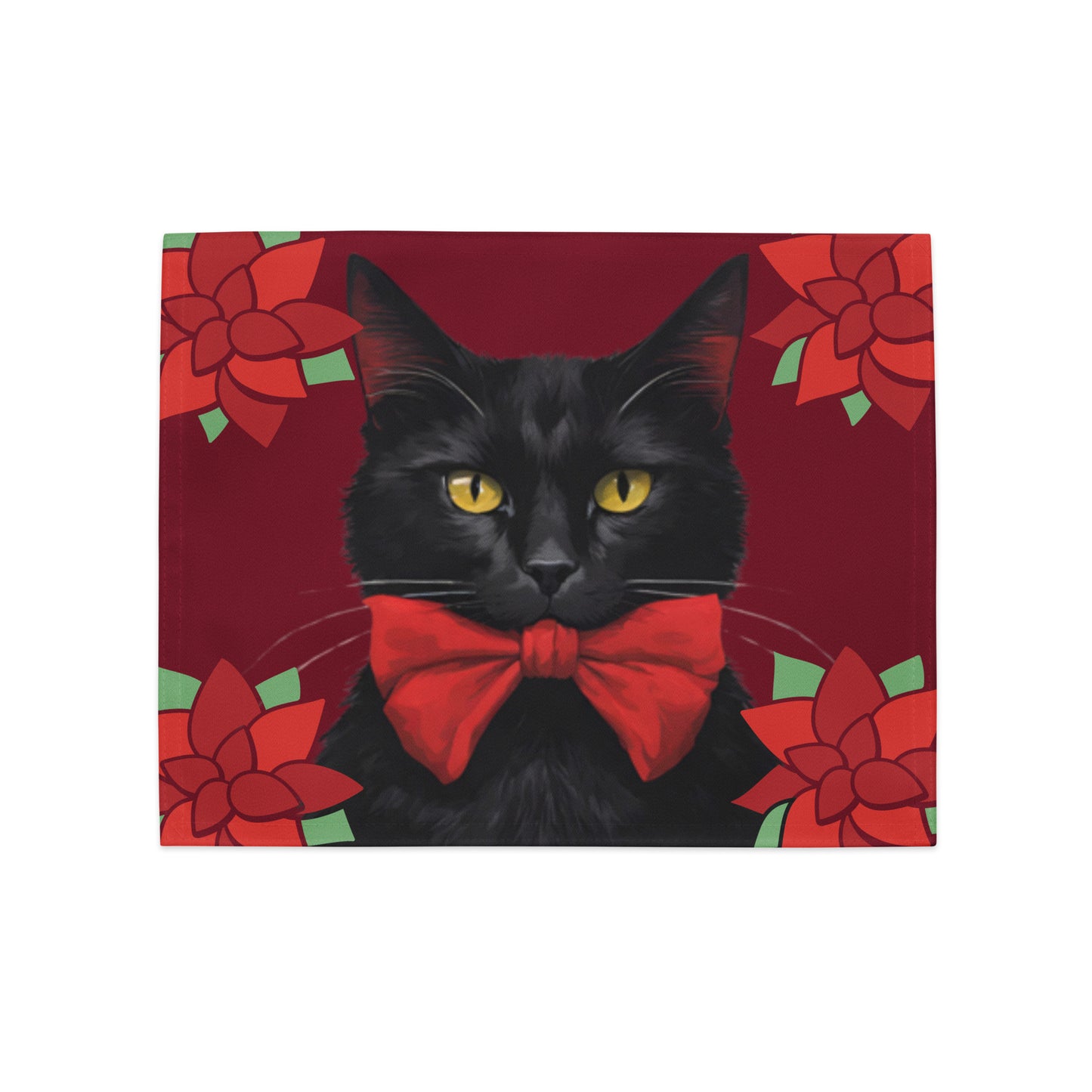 BLACK KITTY RED BOW PLACEMAT SET