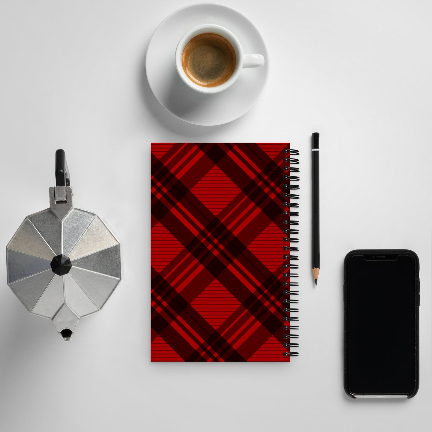 RED PLAID SPIRAL NOTEBOOK
