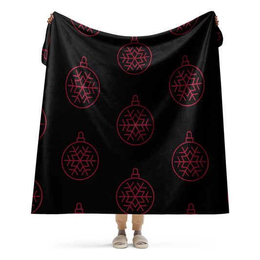 RED ORNAMENT SHERPA BLANKET