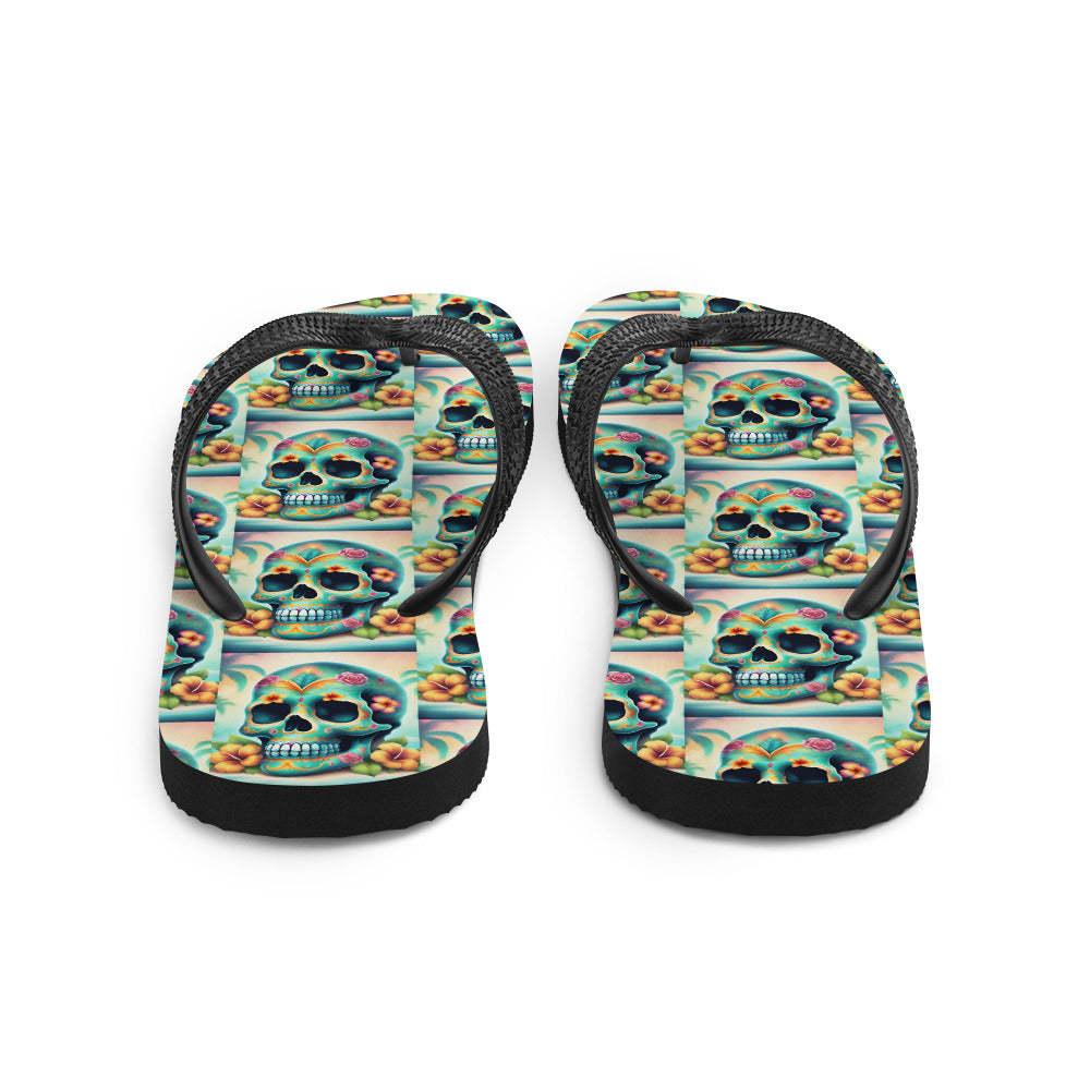 BLUE SKULL FLIP-FLOPS