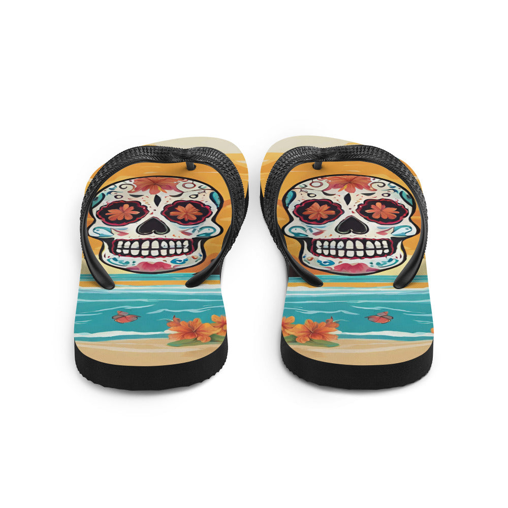 SUGAR SKULL SUNSET FLIP-FLOPS