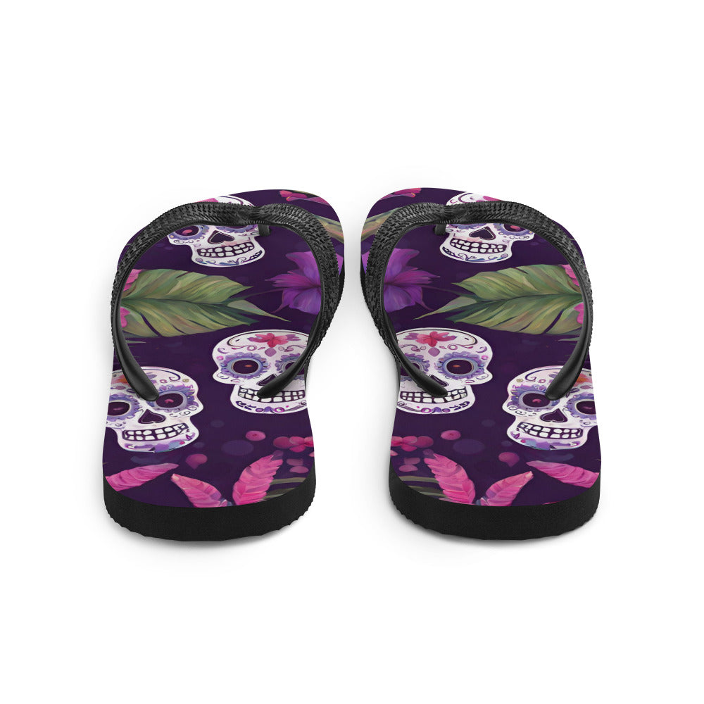 FOUR TROPICAL SKULLS FLIP-FLOPS