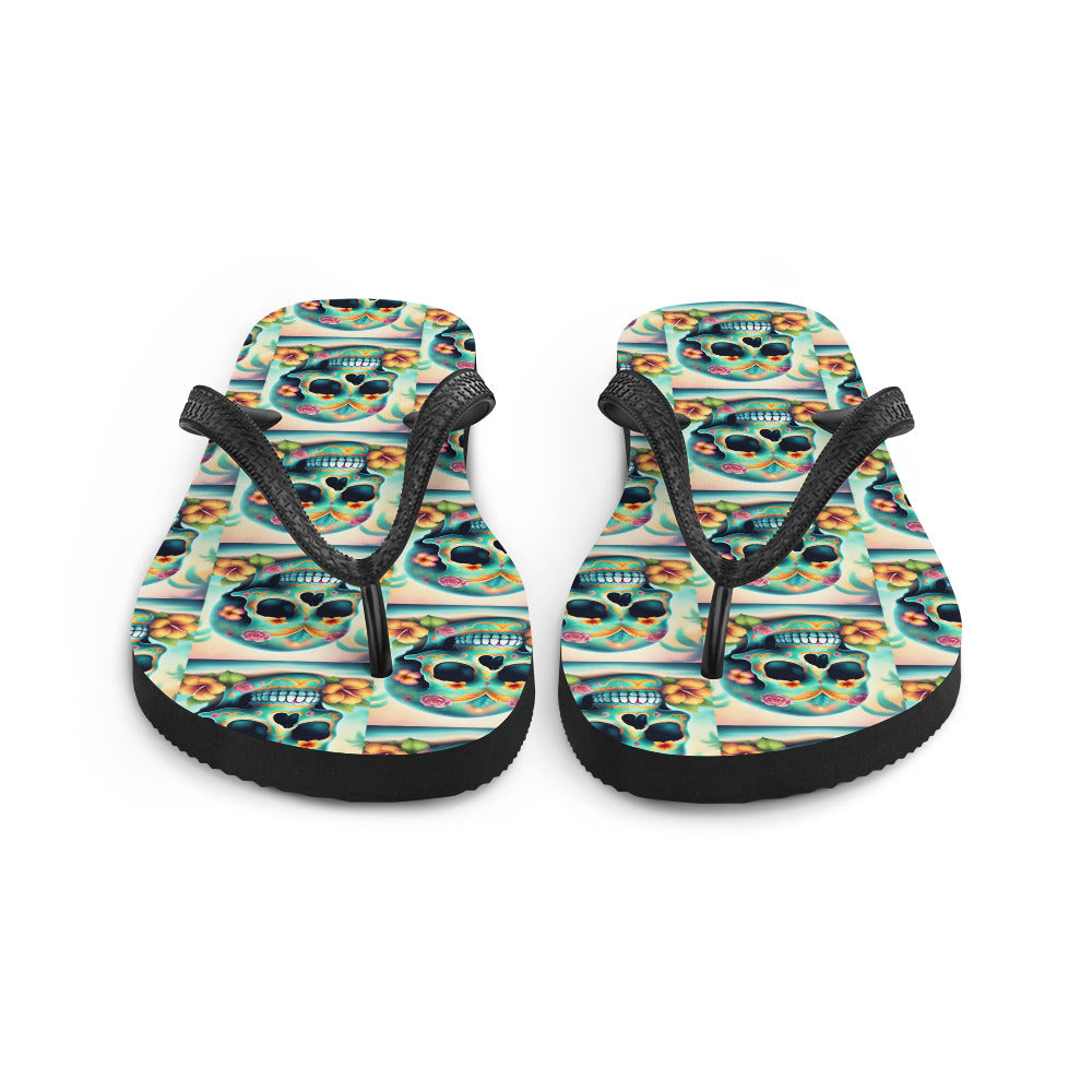 BLUE SKULL FLIP-FLOPS