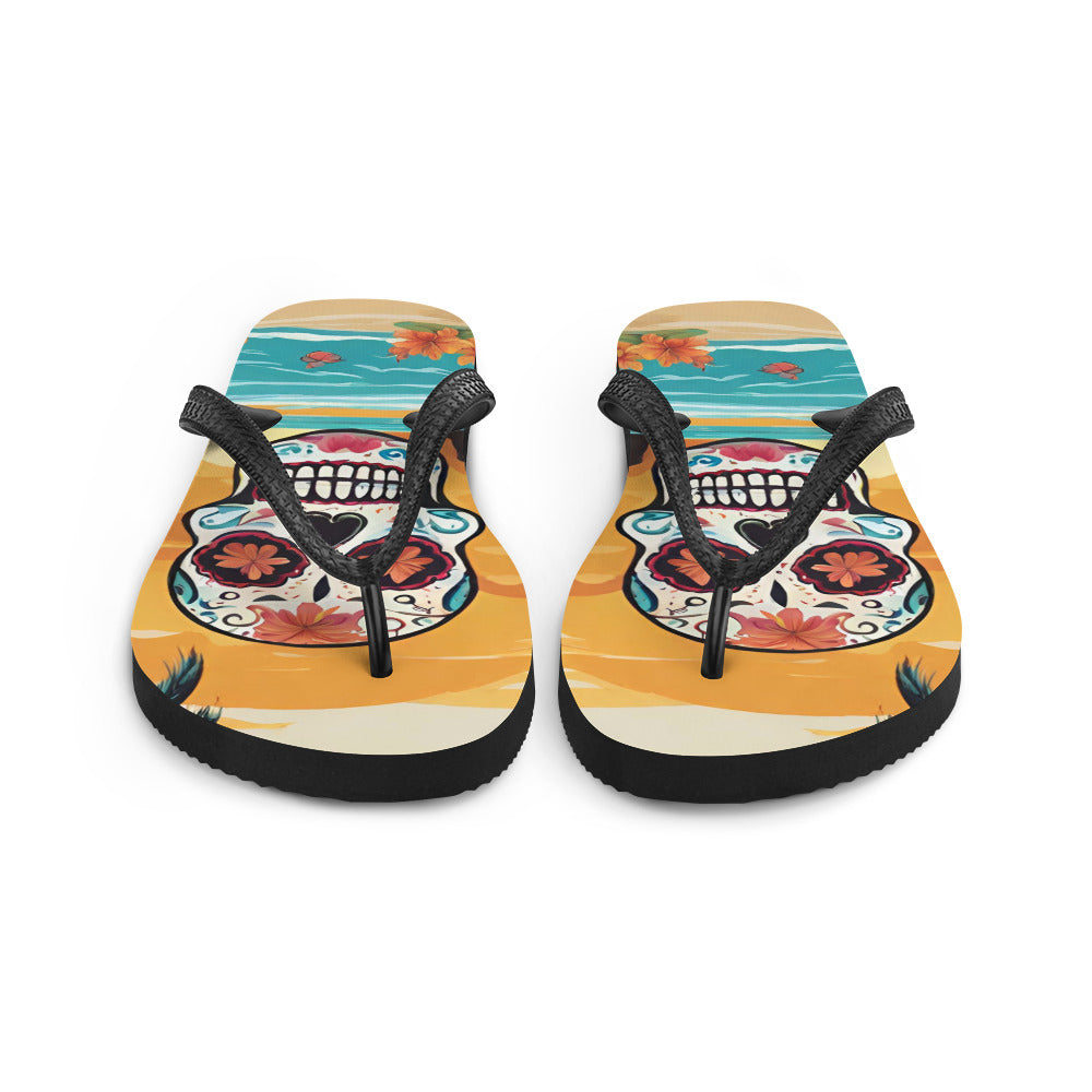 SUGAR SKULL SUNSET FLIP-FLOPS