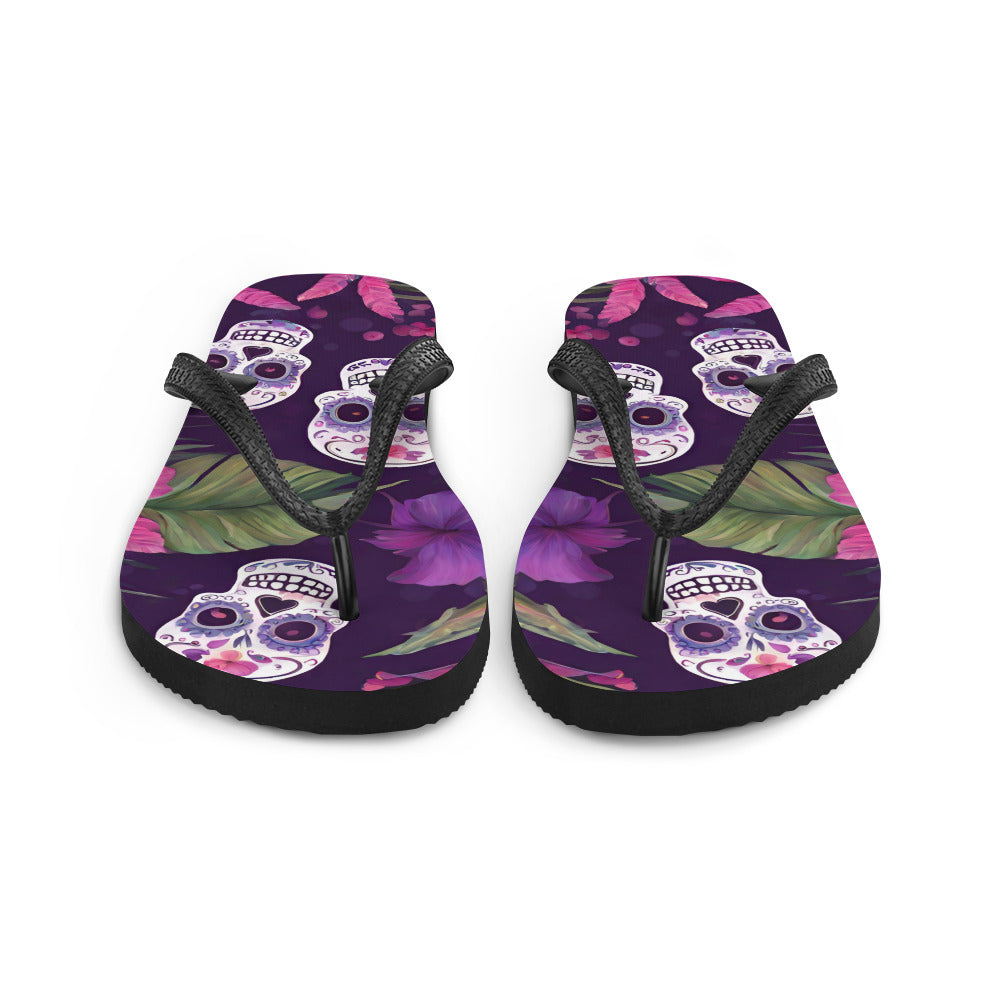 FOUR TROPICAL SKULLS FLIP-FLOPS