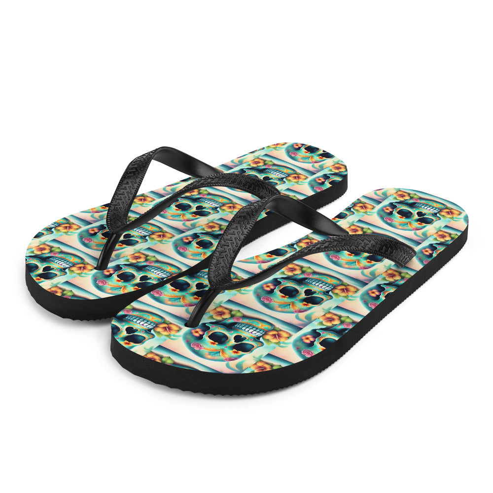 BLUE SKULL FLIP-FLOPS