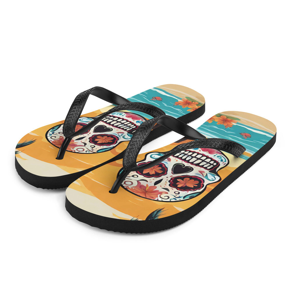 SUGAR SKULL SUNSET FLIP-FLOPS