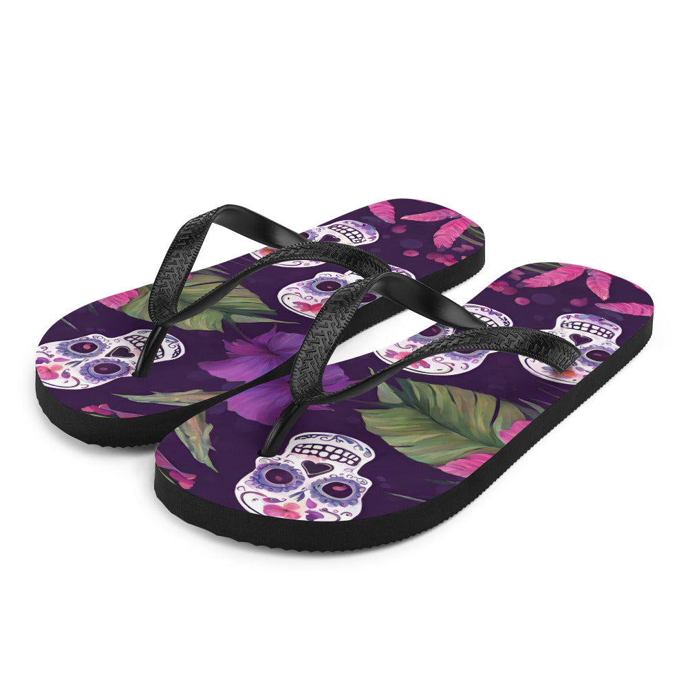 FOUR TROPICAL SKULLS FLIP-FLOPS