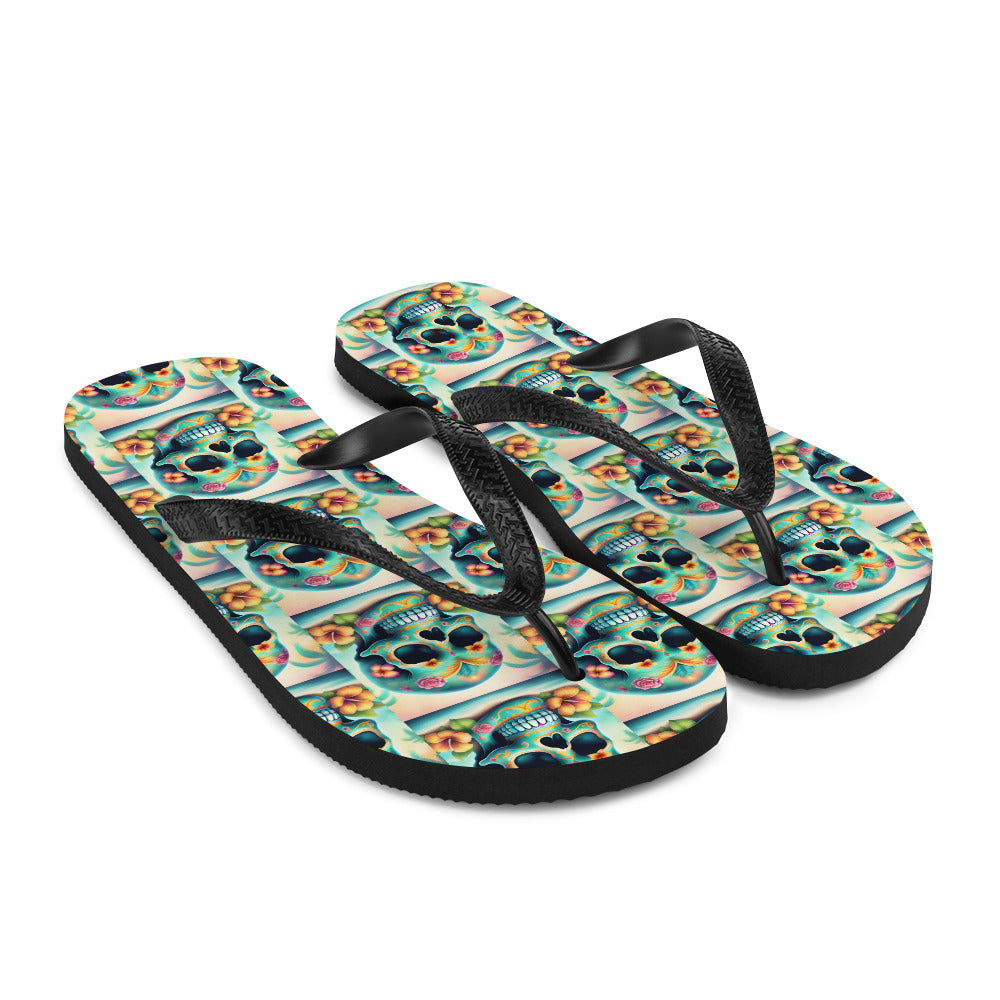 BLUE SKULL FLIP-FLOPS