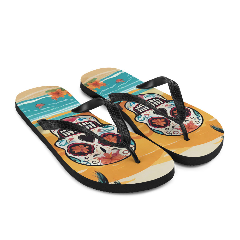 SUGAR SKULL SUNSET FLIP-FLOPS