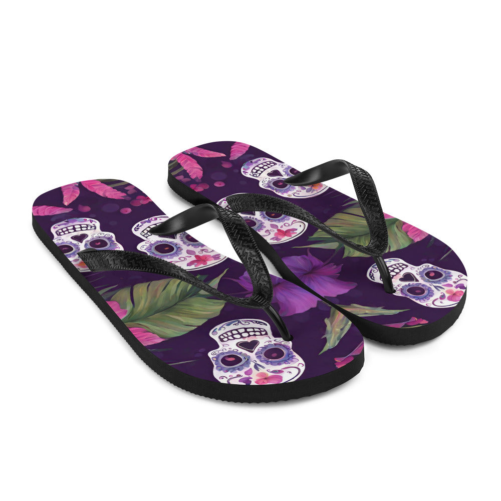 FOUR TROPICAL SKULLS FLIP-FLOPS