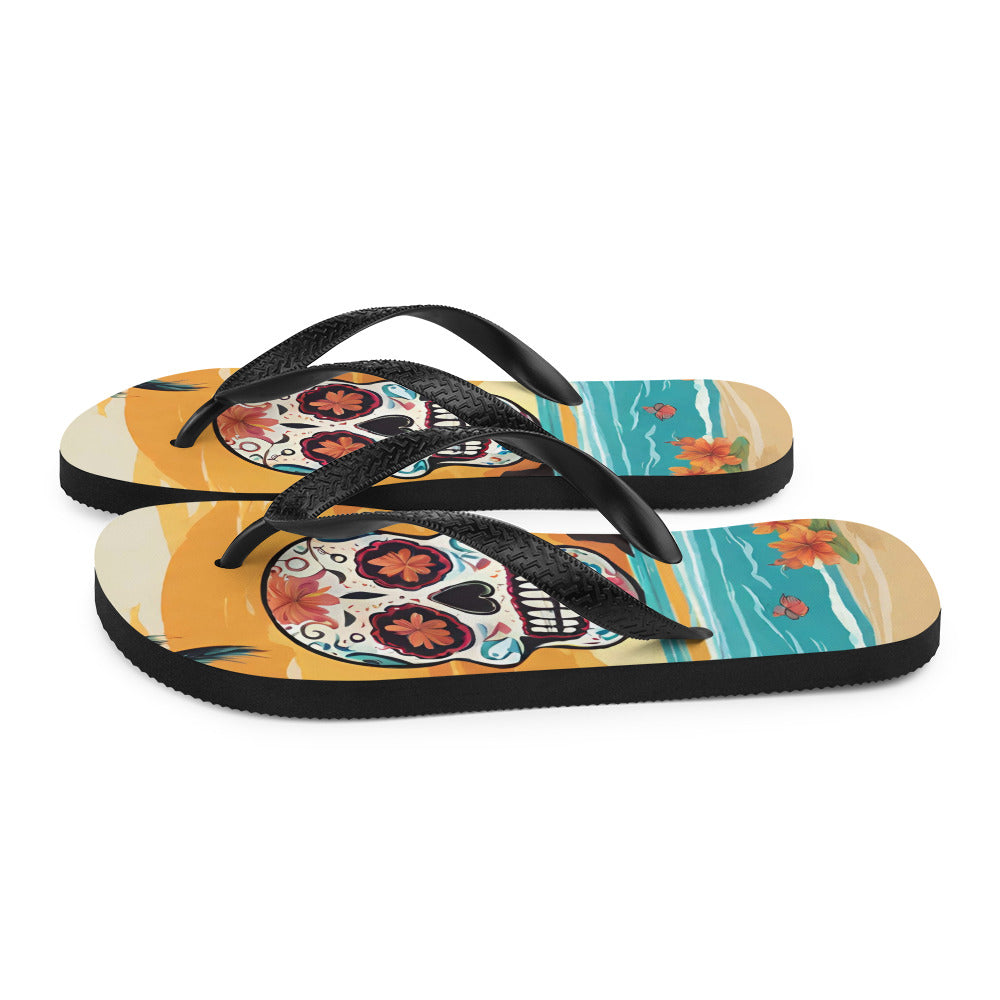 SUGAR SKULL SUNSET FLIP-FLOPS