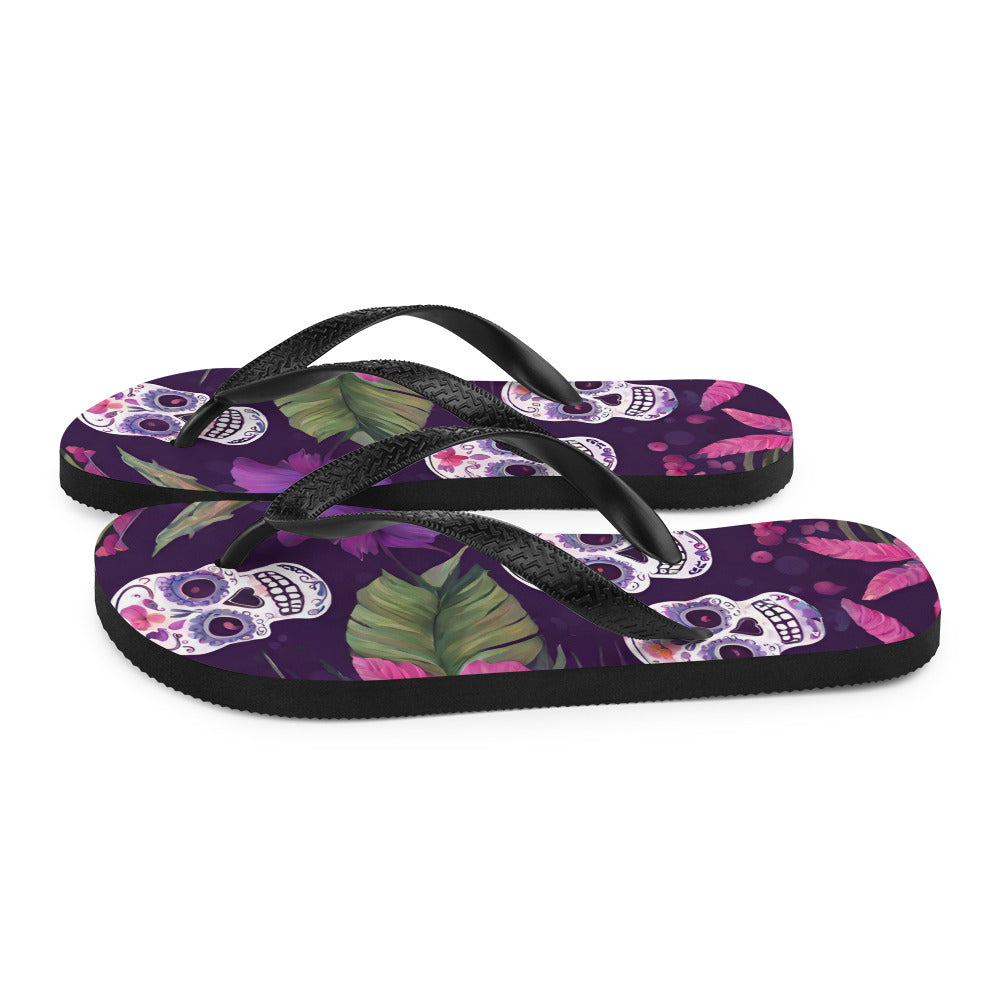 FOUR TROPICAL SKULLS FLIP-FLOPS