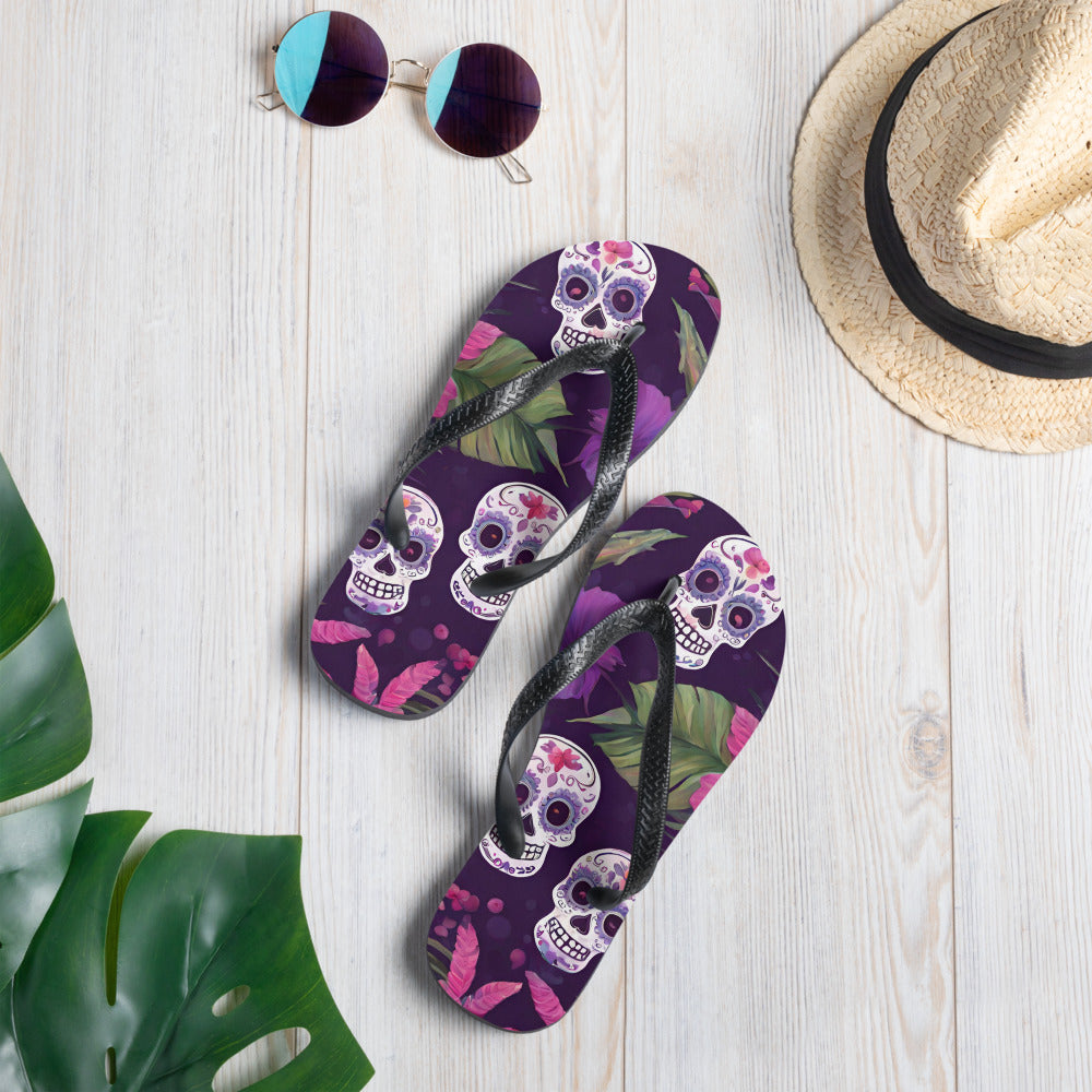 FOUR TROPICAL SKULLS FLIP-FLOPS
