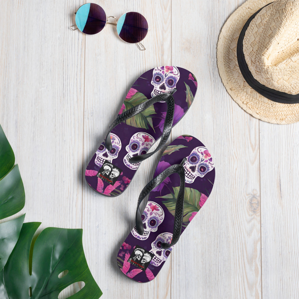 FOUR TROPICAL SKULLS FLIP-FLOPS