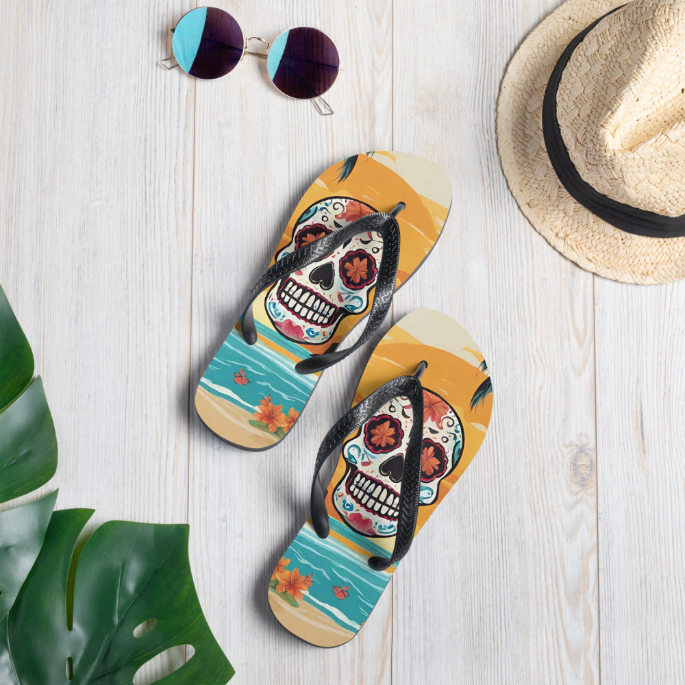 SUGAR SKULL SUNSET FLIP-FLOPS