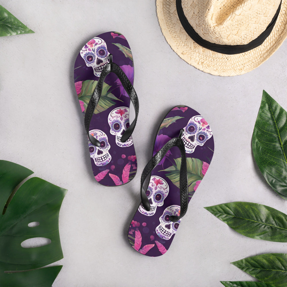 FOUR TROPICAL SKULLS FLIP-FLOPS