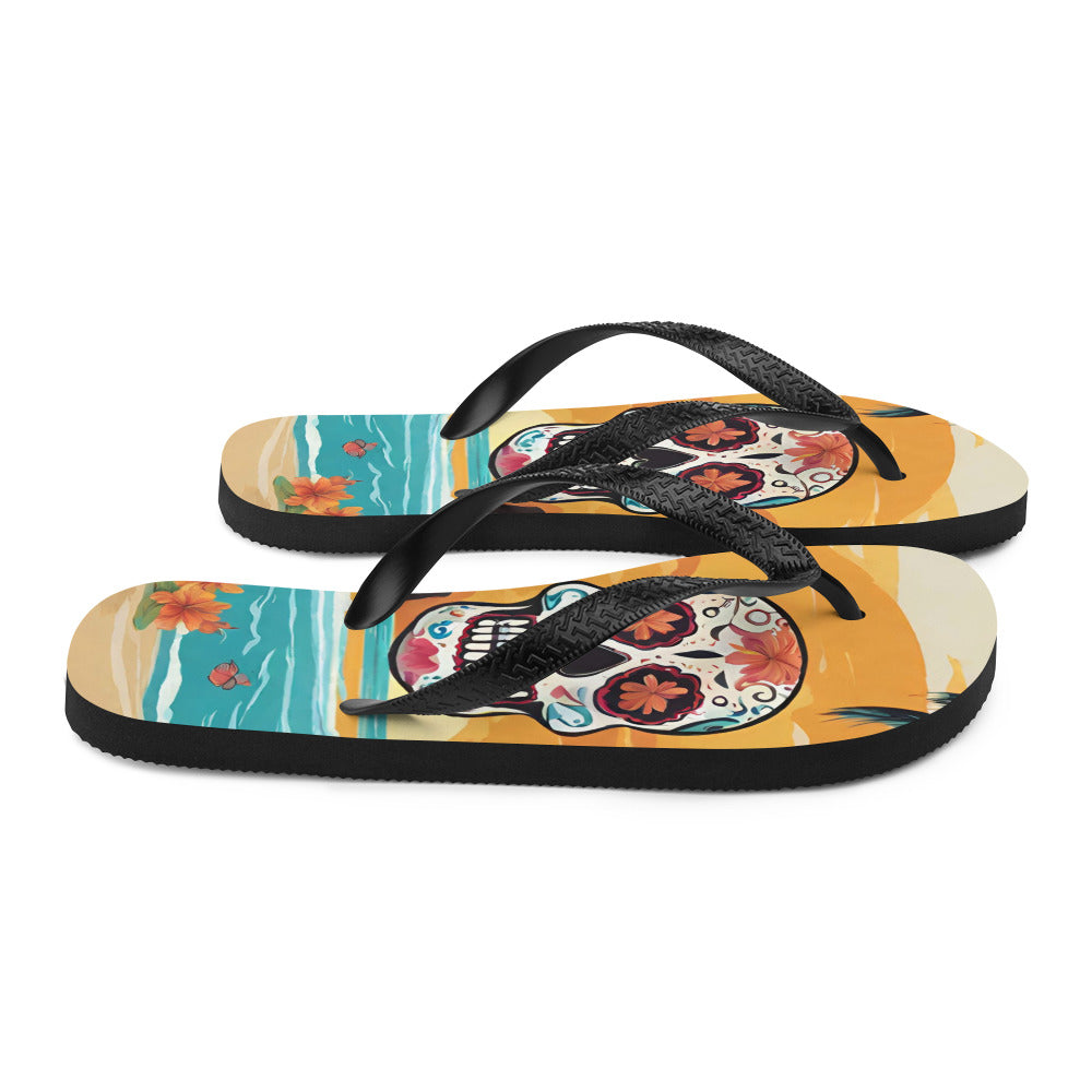 SUGAR SKULL SUNSET FLIP-FLOPS