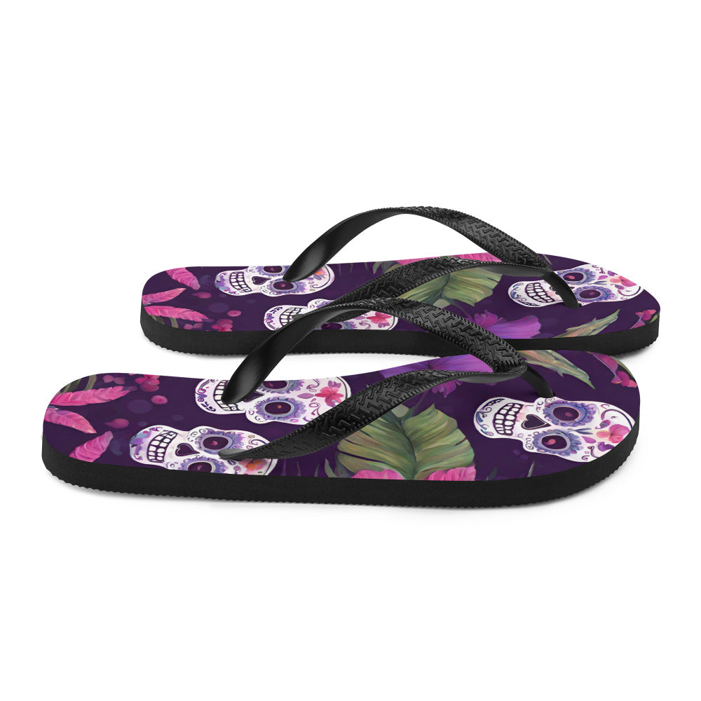 FOUR TROPICAL SKULLS FLIP-FLOPS