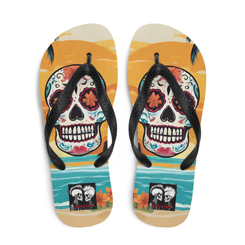 SUGAR SKULL SUNSET FLIP-FLOPS
