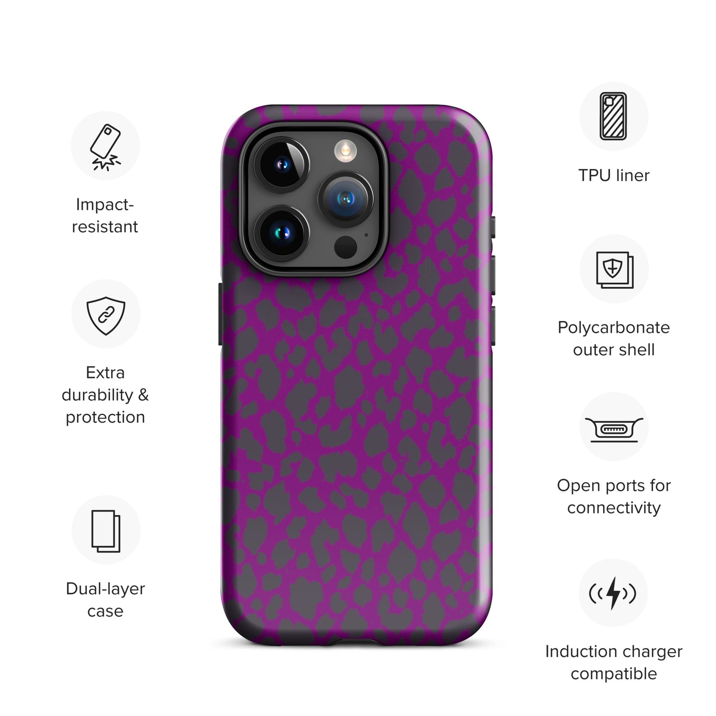 PURPLE LEOPARD TOUGH CASE FOR iPhone®