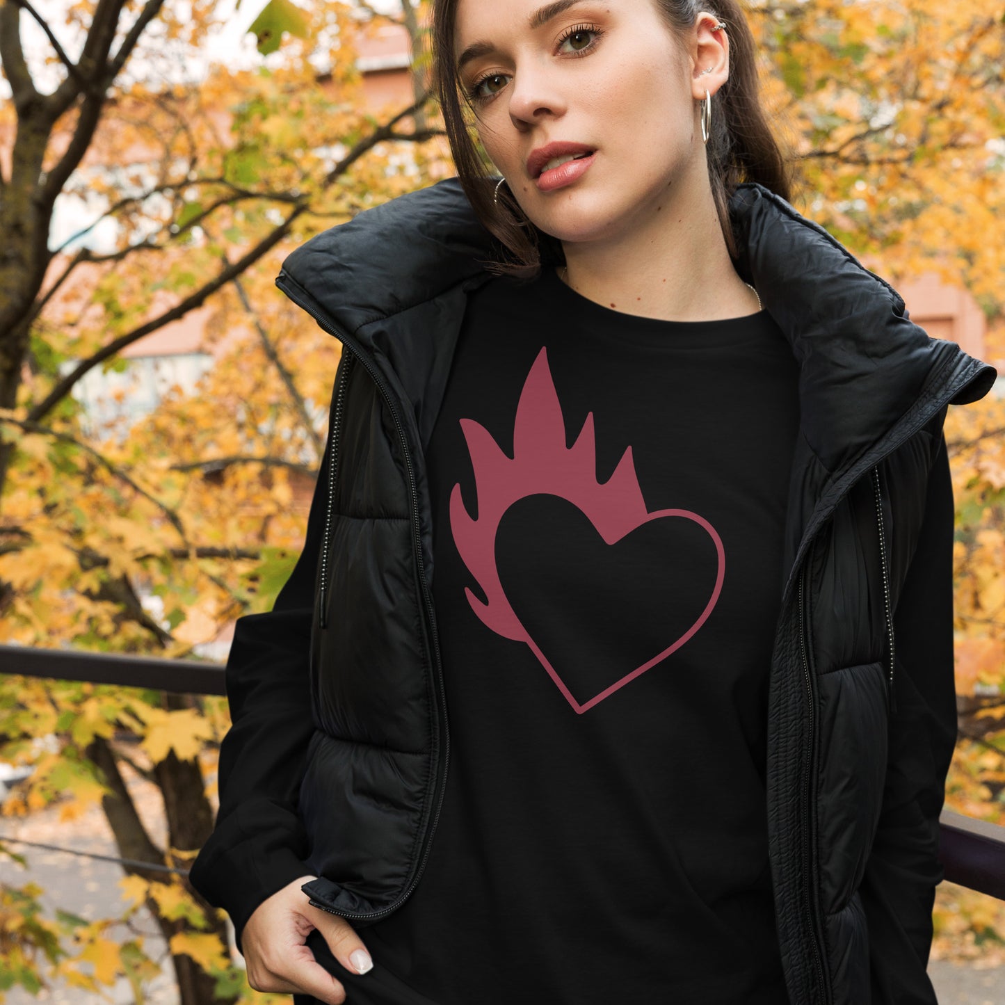 FLAMING HEART UNISEX LONG SLEEVE TEE