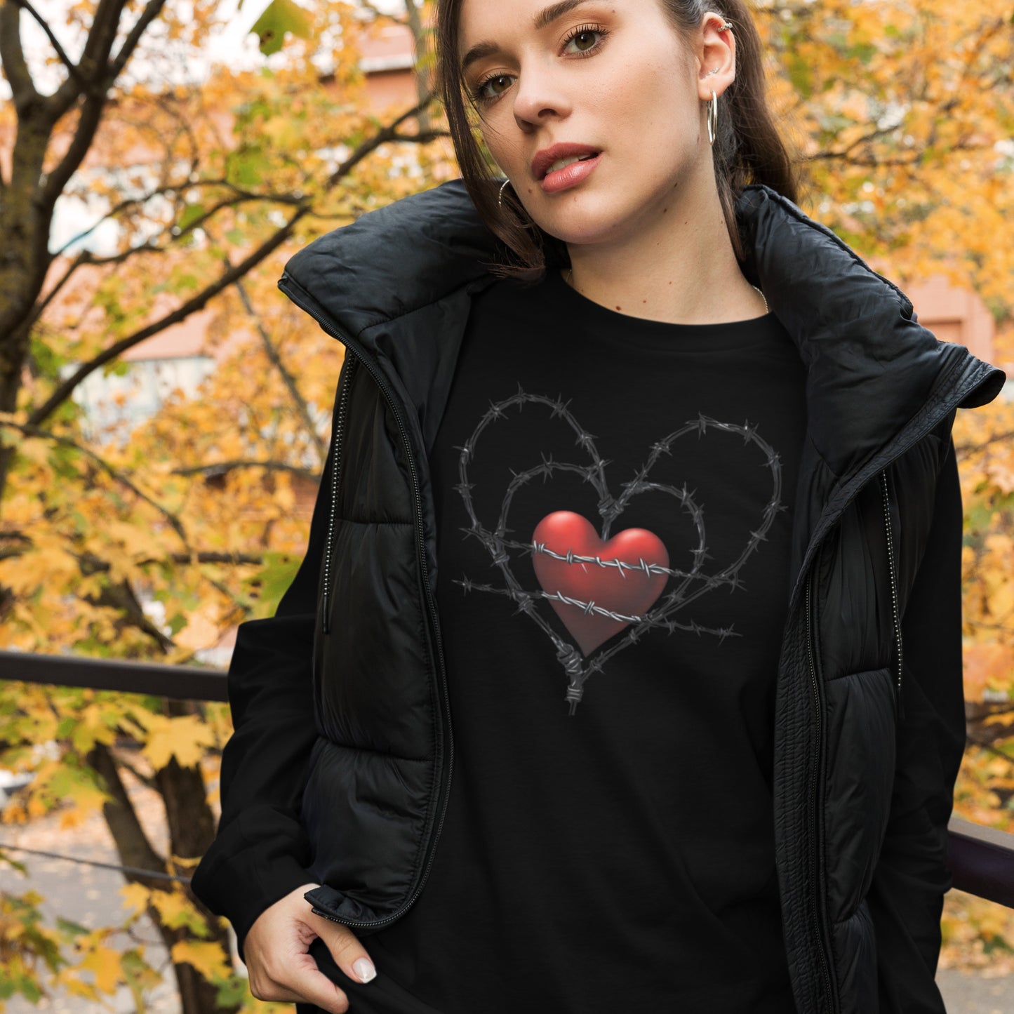 BARBED RED HEART UNISEX LONG SLEEVE TEE