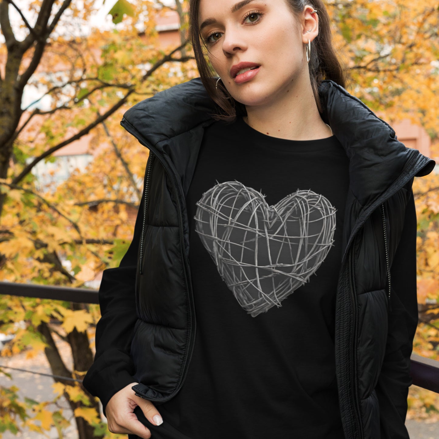BARBED WIRE HEART UNISEX LONG SLEEVE TEE