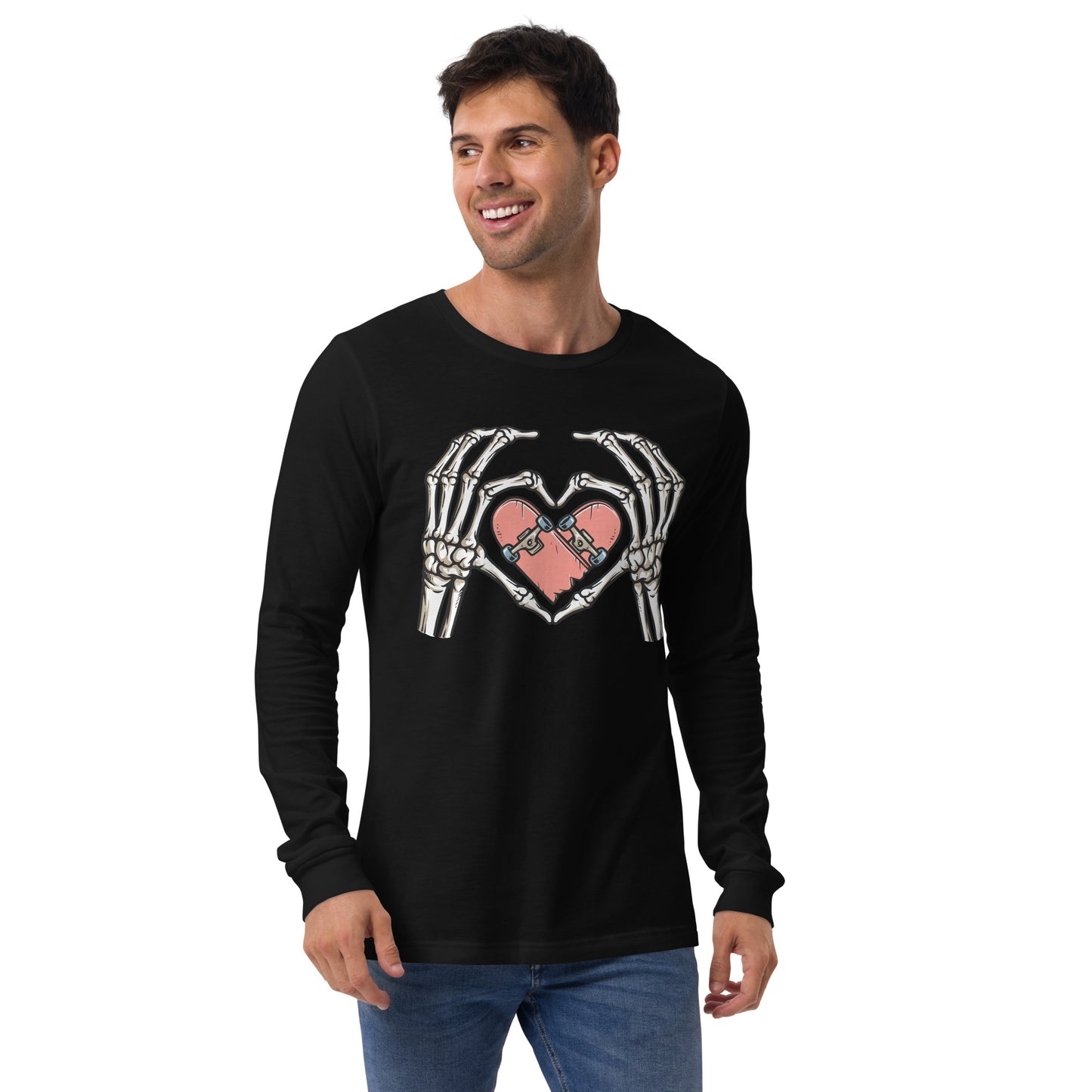 SKATEBOARD HEART UNISEX LONG SLEEVE TEE