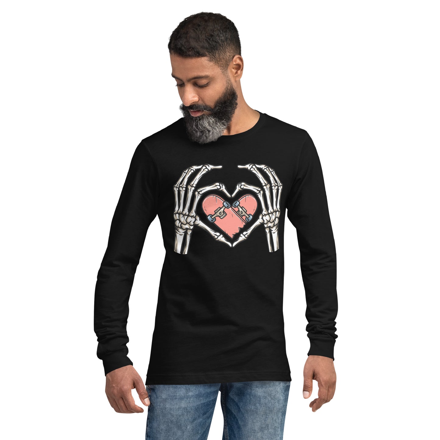 SKATEBOARD HEART UNISEX LONG SLEEVE TEE