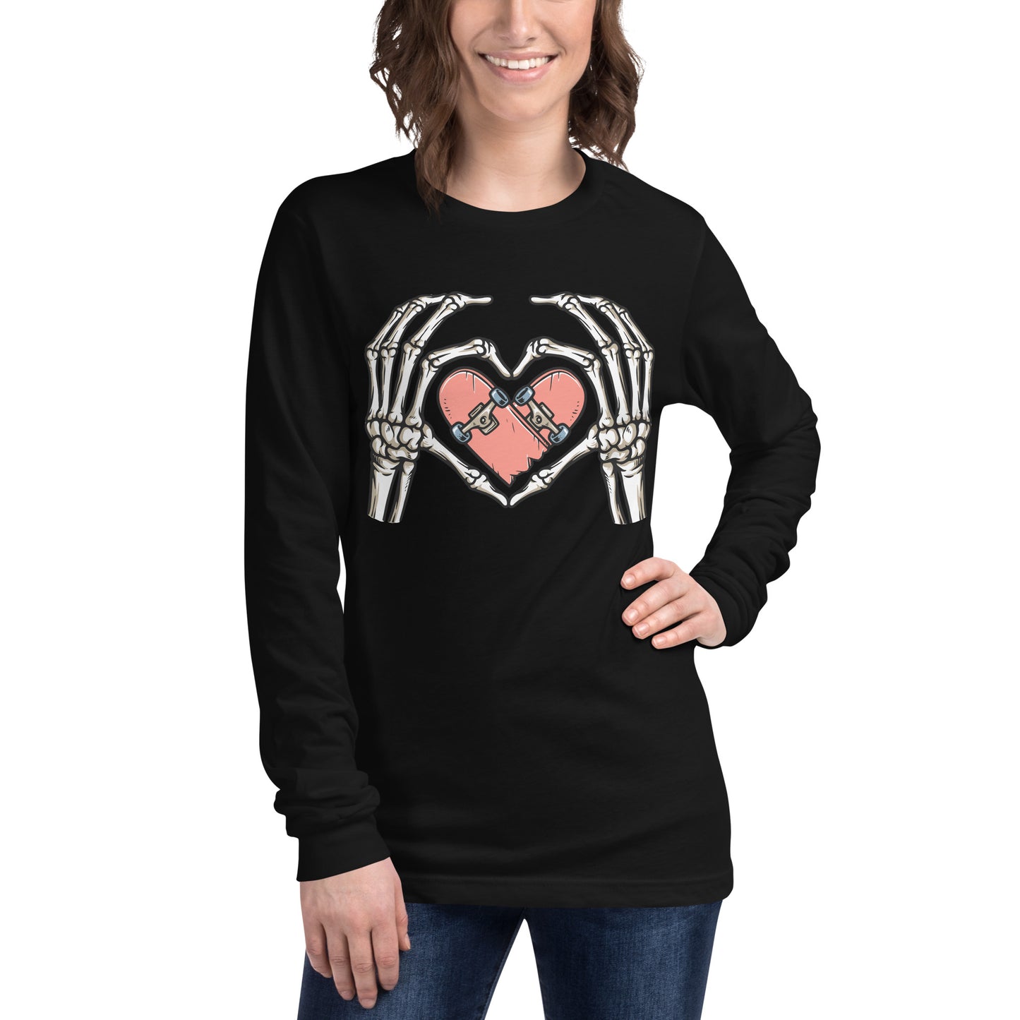 SKATEBOARD HEART UNISEX LONG SLEEVE TEE
