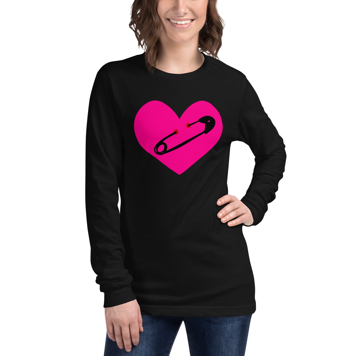 PINNED HEART UNISEX LONG SLEEVE TEE