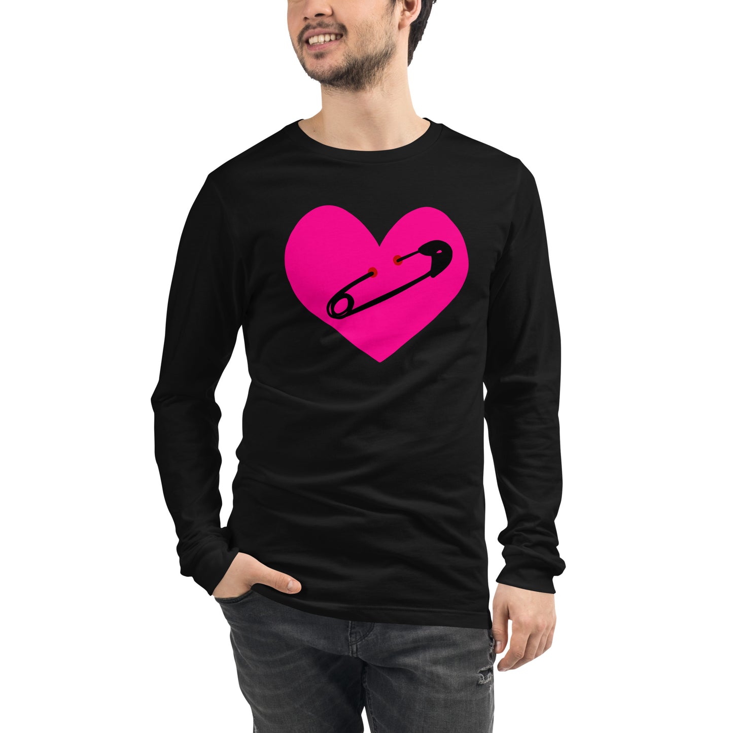 PINNED HEART UNISEX LONG SLEEVE TEE