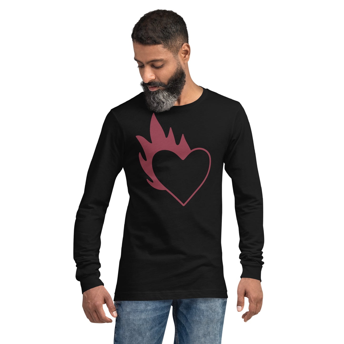 FLAMING HEART UNISEX LONG SLEEVE TEE