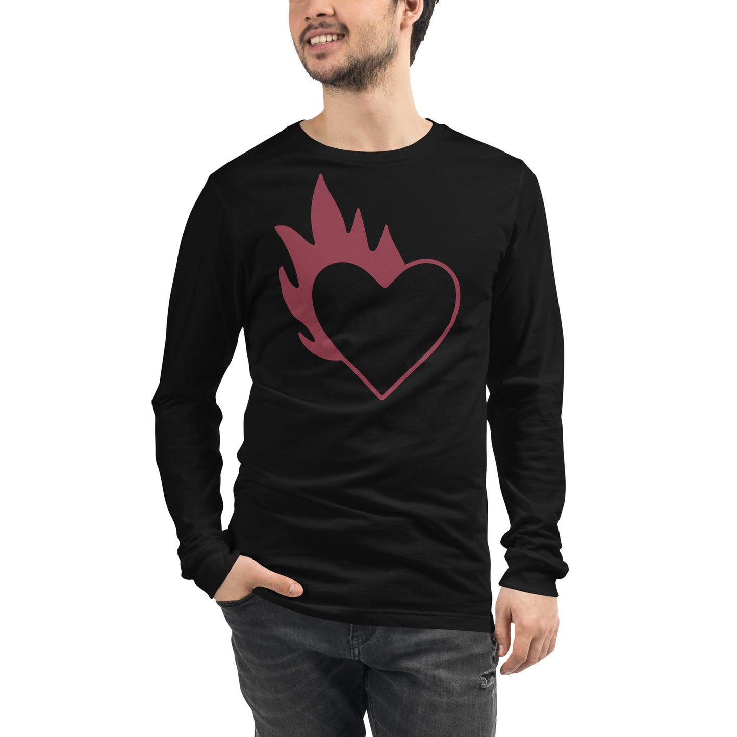 FLAMING HEART UNISEX LONG SLEEVE TEE