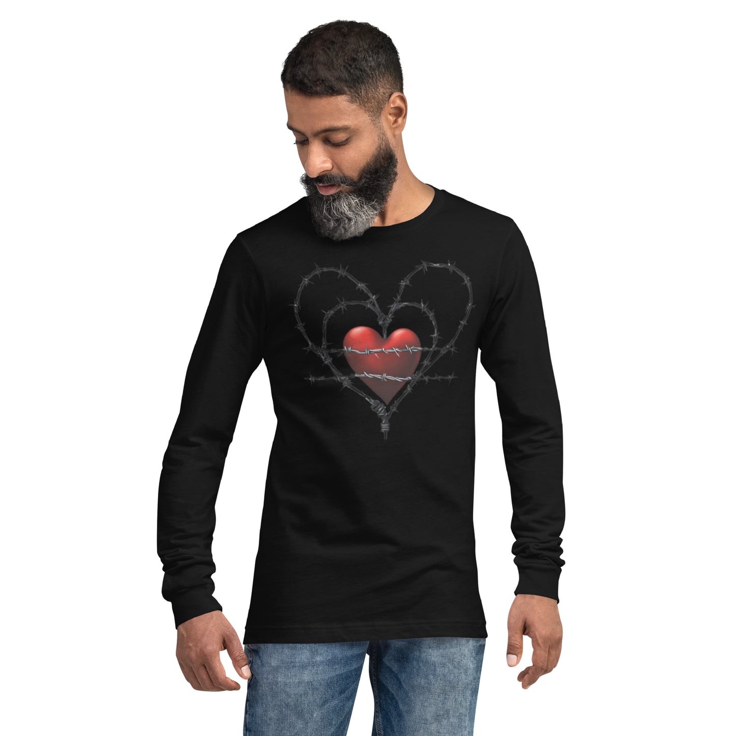 BARBED RED HEART UNISEX LONG SLEEVE TEE