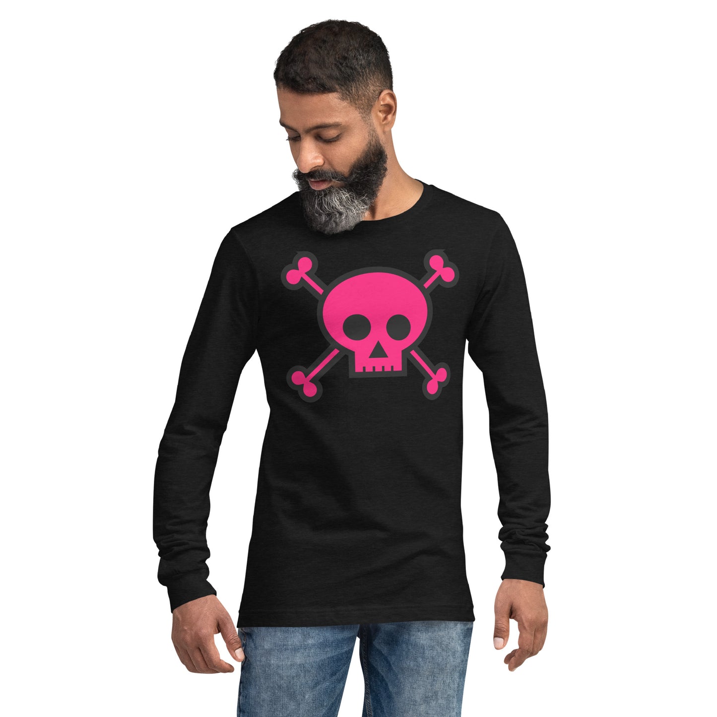 PINK SKULL & BONES UNISEX LONG SLEEVE TEE