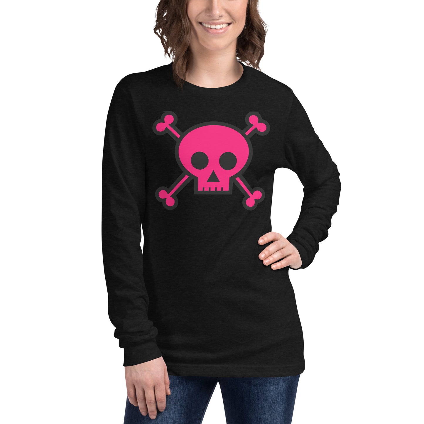 PINK SKULL & BONES UNISEX LONG SLEEVE TEE