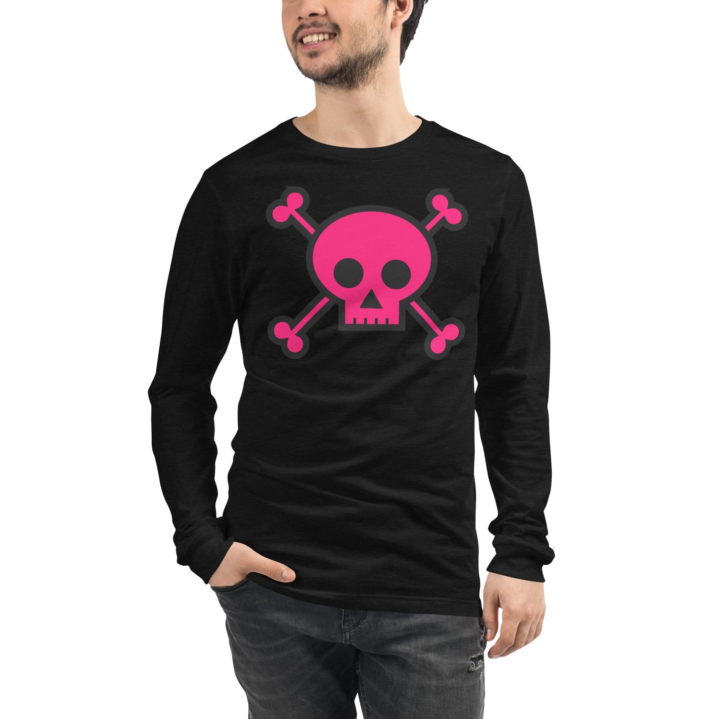 PINK SKULL & BONES UNISEX LONG SLEEVE TEE