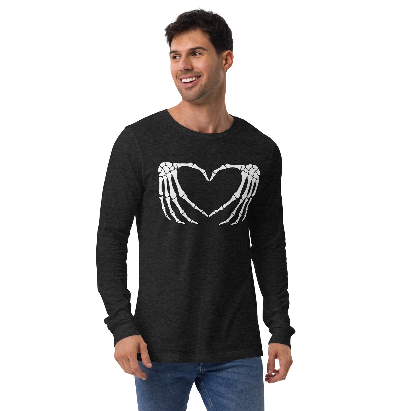 SKELETON HANDS HEART UNISEX LONG SLEEVE TEE