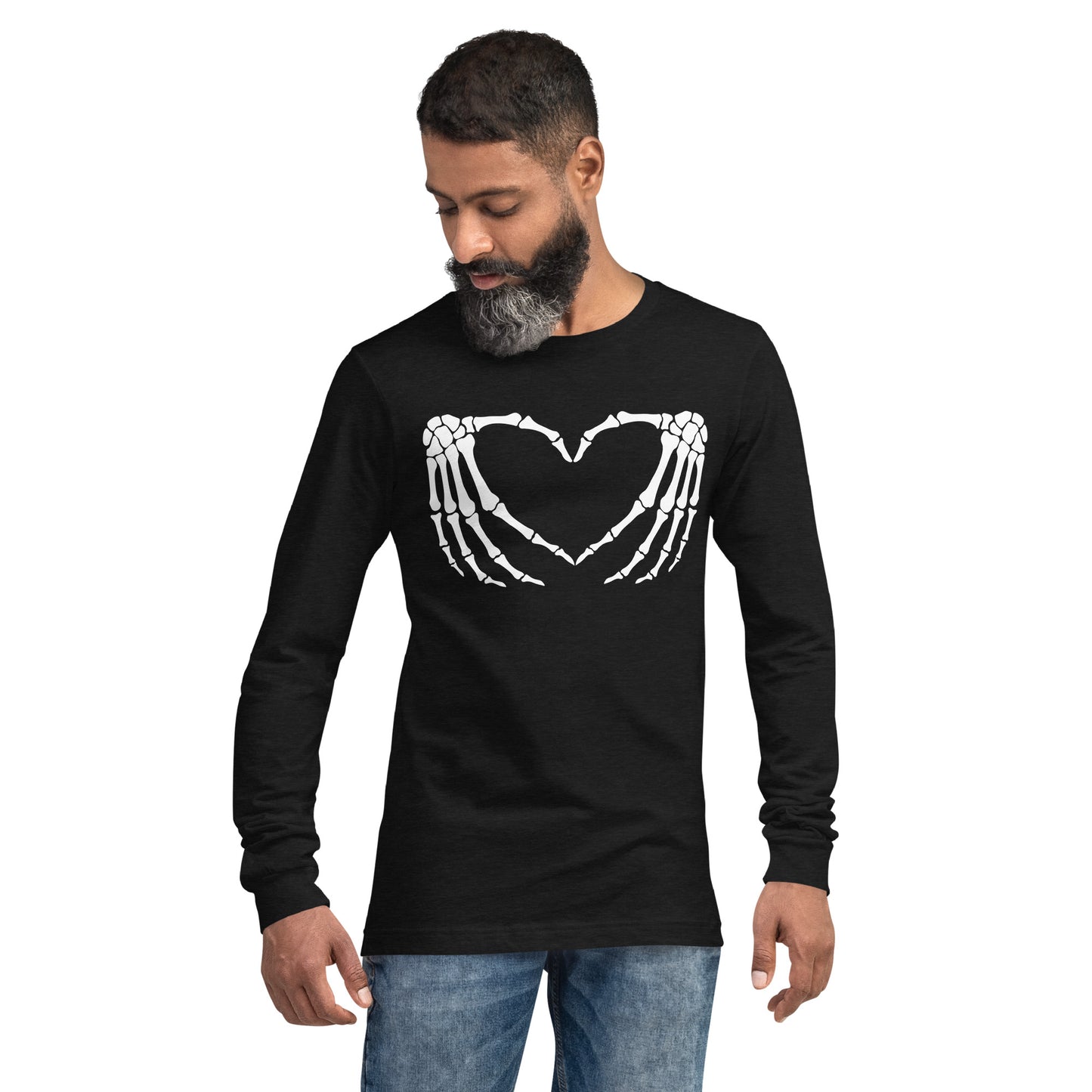 SKELETON HANDS HEART UNISEX LONG SLEEVE TEE