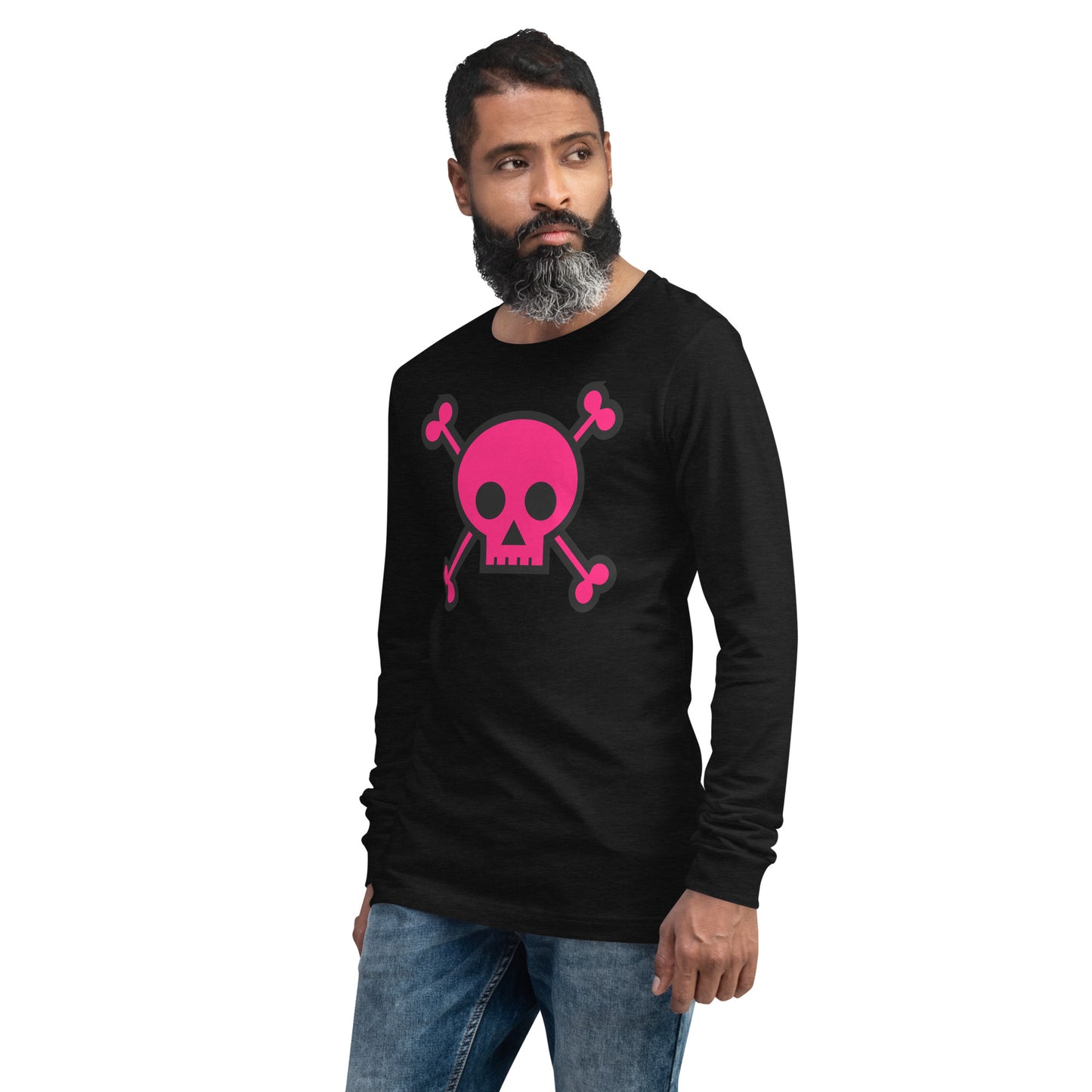 PINK SKULL & BONES UNISEX LONG SLEEVE TEE