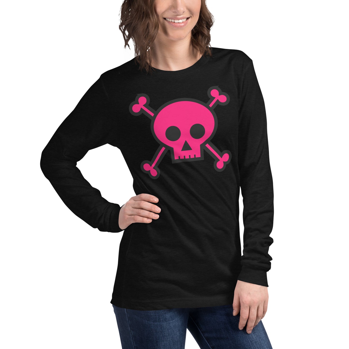 PINK SKULL & BONES UNISEX LONG SLEEVE TEE