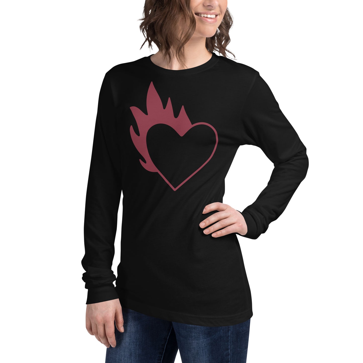 FLAMING HEART UNISEX LONG SLEEVE TEE