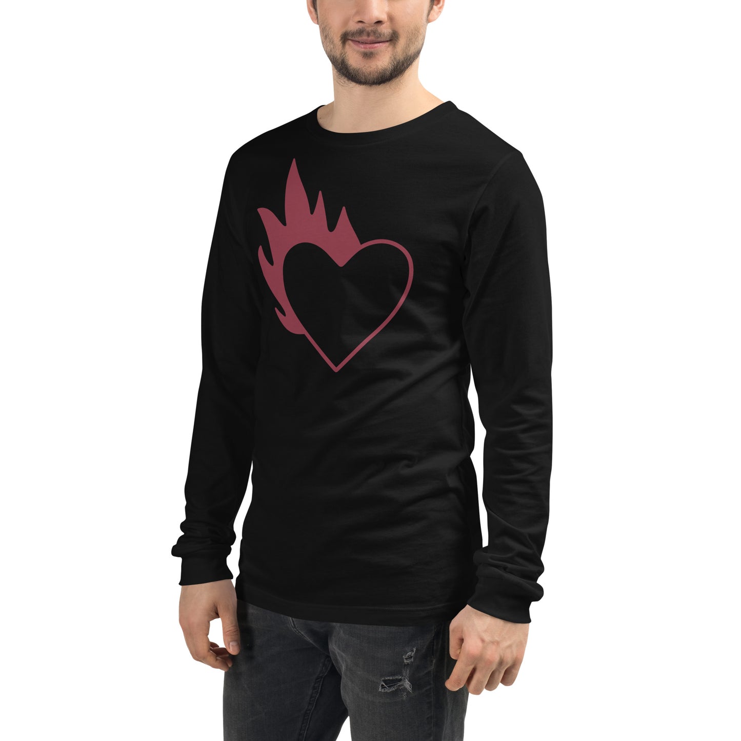 FLAMING HEART UNISEX LONG SLEEVE TEE