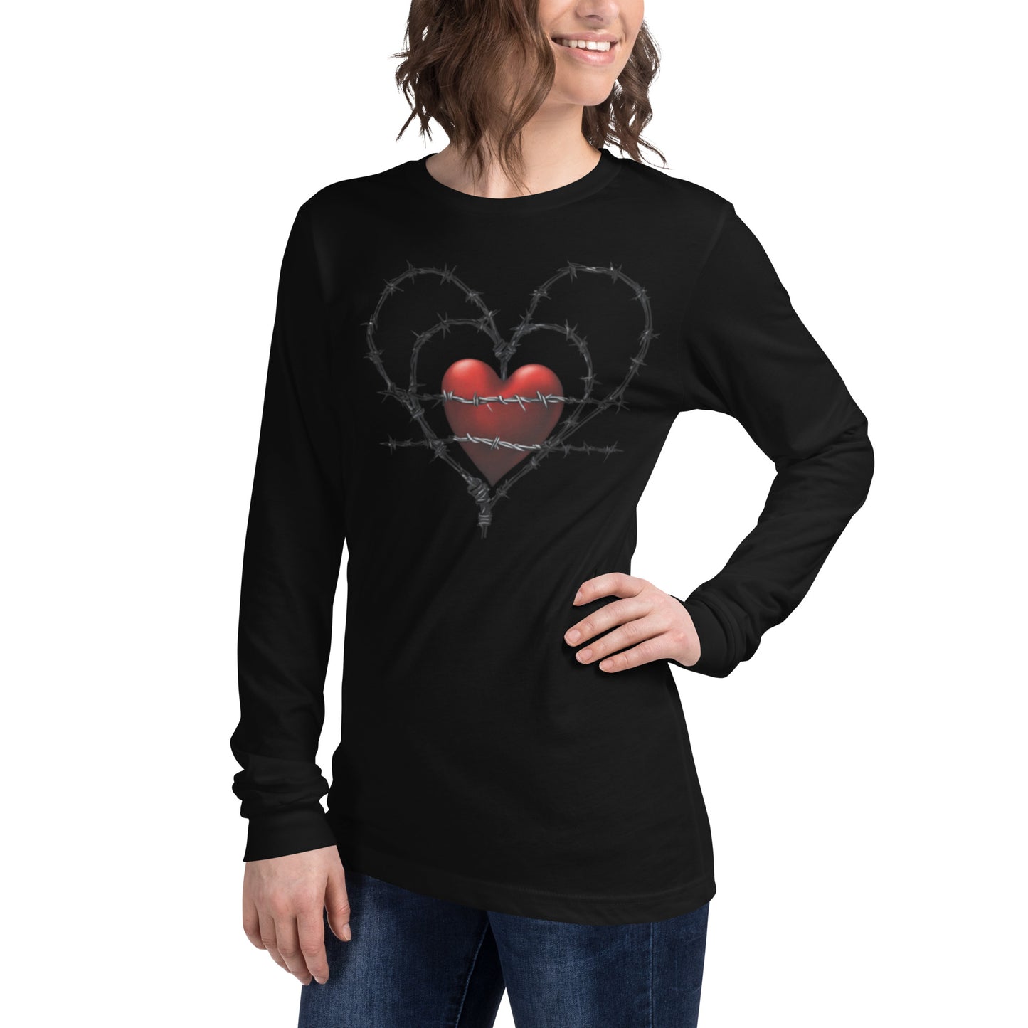BARBED RED HEART UNISEX LONG SLEEVE TEE