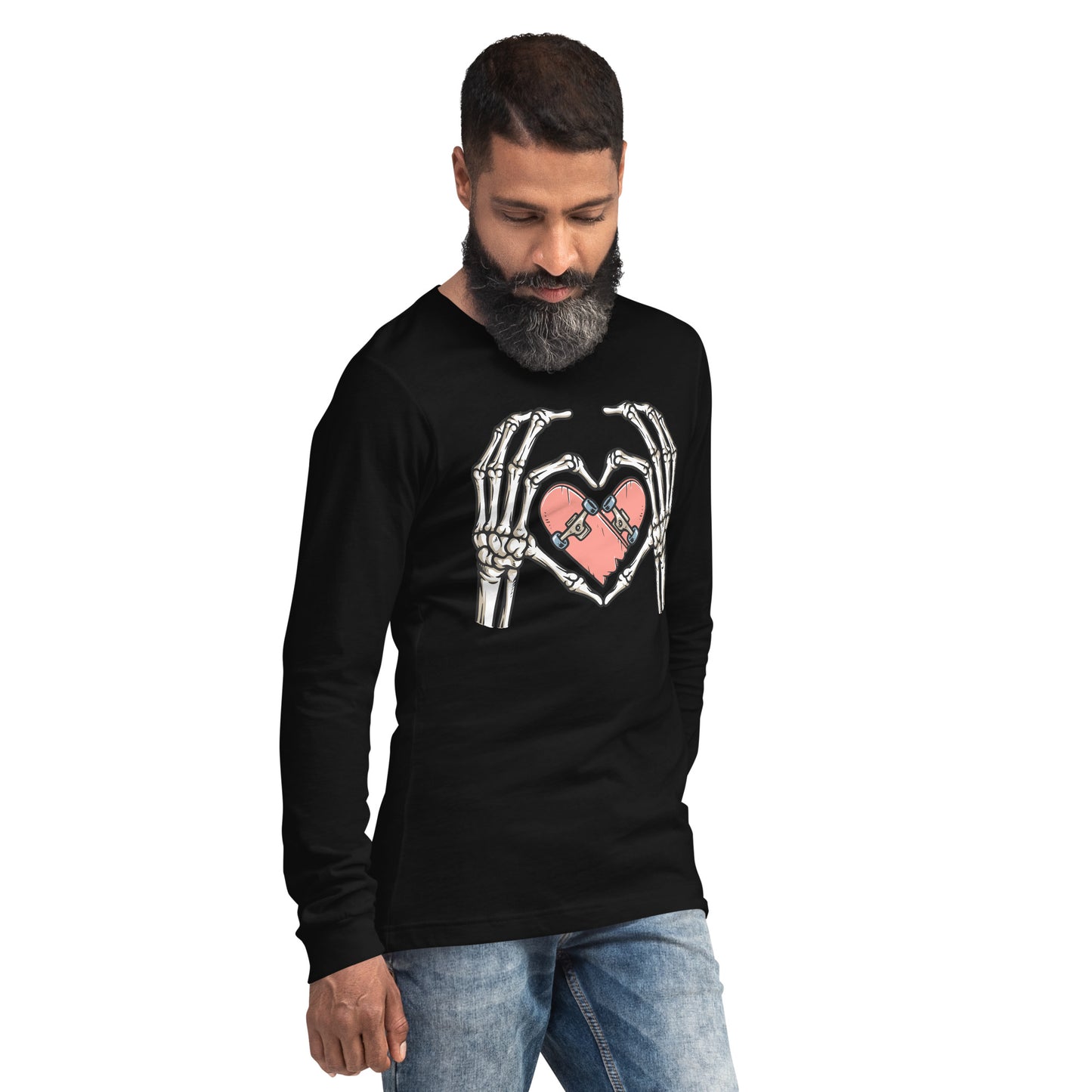 SKATEBOARD HEART UNISEX LONG SLEEVE TEE