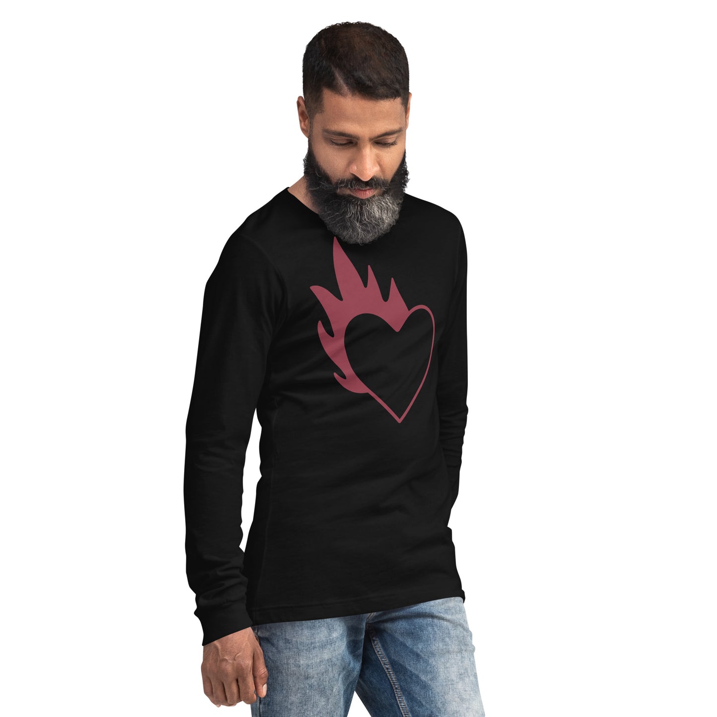 FLAMING HEART UNISEX LONG SLEEVE TEE