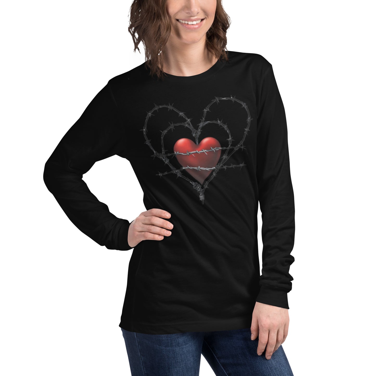 BARBED RED HEART UNISEX LONG SLEEVE TEE